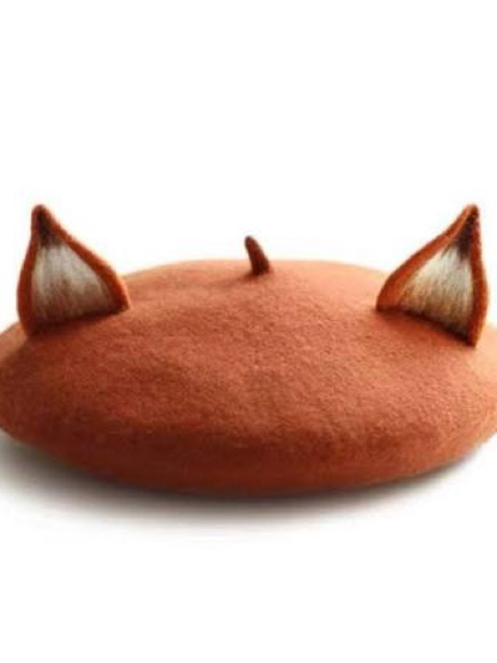 Handmade Felted Wool Beret - Fox